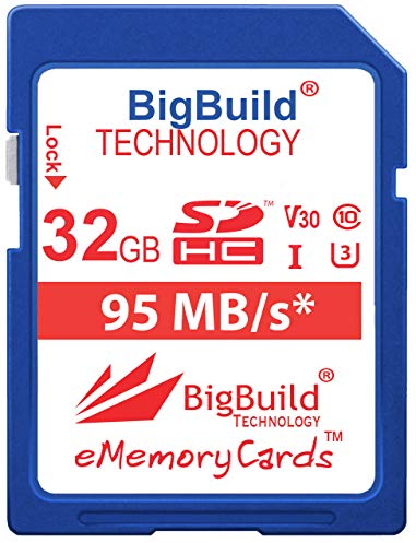 BigBuild Technology 32GB UHS-I U3 95MB/s Memory Card For Nikon D3400, D500, D5300, D5500, D5600, D610, D7200, D750, D7500, D850 Camera