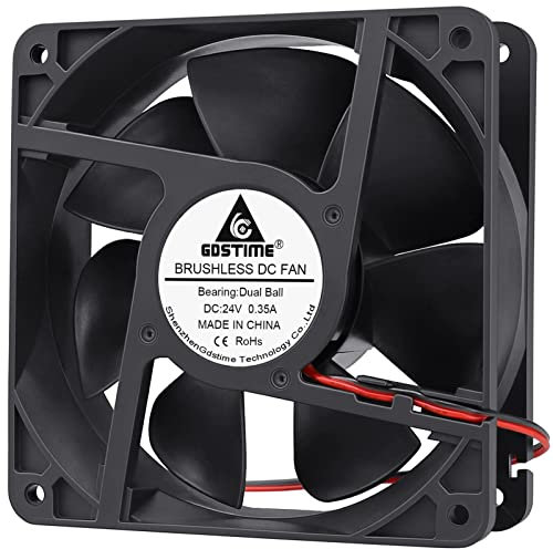 GDSTIME Dual Ball Bearings 1238 Cooling Fan, 120mm x 38mm 24V DC 125CFM Brushless Cooler Fan