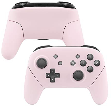 eXtremeRate Griff Hülle Set für Switch Pro Controller, Matt DIY-Ersatz Front Case/Rücken Gehäuse&Handgriff Grips Shell Zubehör für Nintendo Switch Pro Controller-Pink