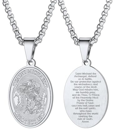 U7 St Michael Pendant for Men Stainless Steel,22-24