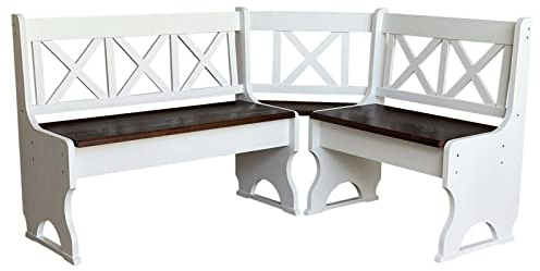 k koma Kiefer Eckbank MASSIVHOLZ Öko Weiss/Nuss - NEU (150 x 150)