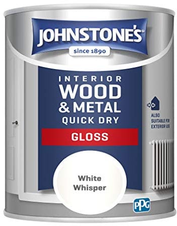 Johnstone's - Wood & Metal Paint - Gloss Finish - White Whisper - 750ml - Water Based - Non Drip & Quick Drying - Radiator Paint - Low Odour - Dry in 1-2 Hours - 8m2 Coverage per Litre