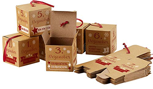 Cepewa Adventskalender Bastelset DIY 24 Boxen Bedruckt zum hängen oder Stellen