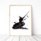 Kunstdruck Din A4 ohne Rahmen - Samurai Krieger Japan Schwert Aquarell schwarz Bild 02 Druck Poster Bild