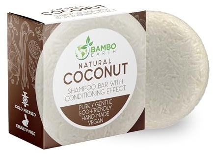 Solid Shampoo Bar und Conditioner Effekt Haarseife - Natürliche Shampoo-Riegel für Haar mit pflanzlichen ätherischen Ölen und Zero Waste biologisch abbaubare Verpackung (Kokosnuss)