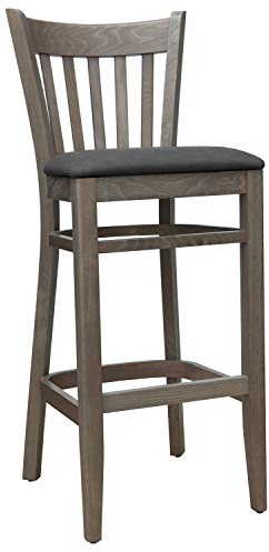 Barhocker Barstuhl Tresenhocker Holz Buche Sitzhöhe 65cm für Bistro Cafe Küche, grau, Polster Kunstleder, fertig montiert. Belastbarkeit ca. 150 kg *TB002