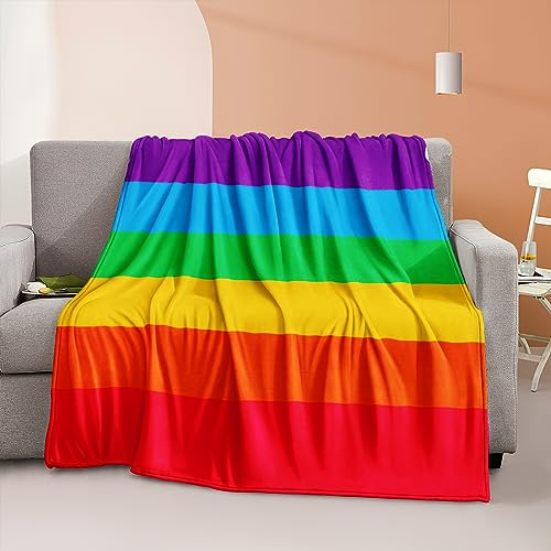 Bedbay Gay Pride Regenbogen-Flagge LGBT Queen-Size-Decke für Bett, bunte Streifen, Regenbogendecke, Gleichwertigkeit, große Decke für Jungen und Mädchen (Regenbogen Streifen, Queen (228.6x228.6 cm)