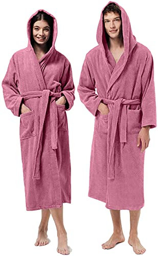 Jenny Sesal Accappatoio UNISEX Morbida Spugna, Ideale per CASA, SPA, SAUNA, PALESTRA. Morbido, confortevole e con alta capacità di asciugatura (L, Rosa)