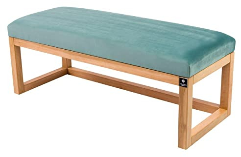EMRA WOOD M-Deko LPG-2 Holz Sitzbank Polsterbank Sitzbezug Velours Minze Gestell Massivholz Erle Natur Breite 50cm