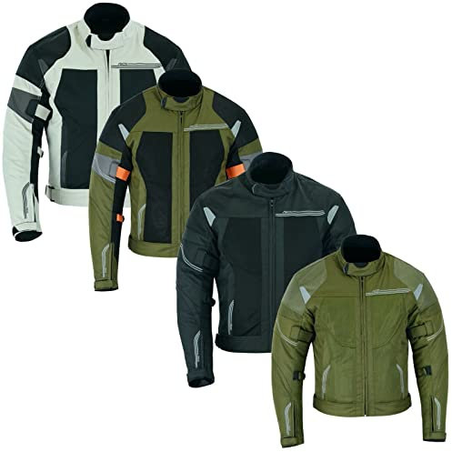 BOSmoto Herren Moto Motorradjacke Atmungsaktiver Rüstungsschutz Hochglänzende Reflexion für Sommer Frühling (XXL, Grau)