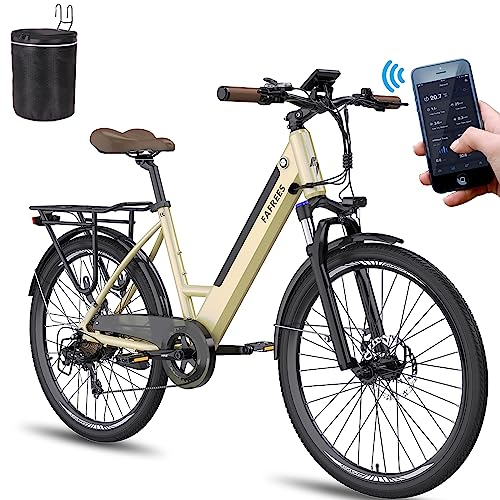 Fafrees F26 Pro [ Offiziell ] E Bike Herren Urban mit App 250W, Elektrofahrrad E-Bike Damen 26 Zoll Pedelec Mountainbike Citybike, 25km/h Elektrisches Fahrrad Akku 36 V/14,5 Ah