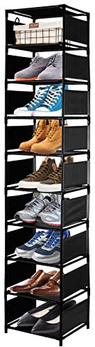 Rainberg 10 Tier Tall Shoe Racks Storage, 20-25 Pairs shoe storage Metal Shoe Shelf, Stackable Shoe Stand Organiser for Narrow Space Closet Entryway Hallway