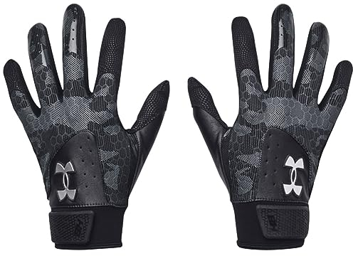Under Armour Harper - Guantes de béisbol para hombre, (001) negro/gris pitch/plateado metálico, talla M