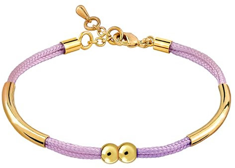 VIORET Bracciale da donna - Regali originali per donne, Regali per donne, Regali di compleanno per donne, Regali originali (15,5 cm, 16,5 cm e 17,5 cm. Palline da 6 mm) (Viola, Placcato in oro)