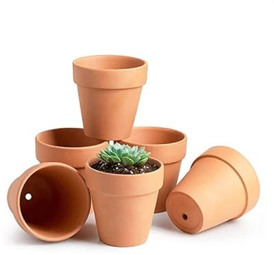 OLEEP 6 Pack Large Terra Cotta Plant Pot with Drainage Hole, Clay Planters Pot, Terracotta Pot for Indoor Outdoor Plant (6.3 inch)