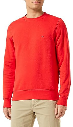 Tommy Hilfiger Felpa Uomo senza Cappuccio, Rosso (Fireworks), S
