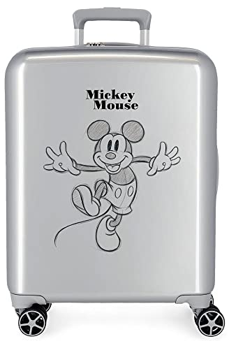 Disney 100 Mickey Joyful Happy Grey Kabinenkoffer 40x55x20 cm Starres ABS Integrierter TSA-Verschluss 38,4L 2 kg 4 Doppelrollen Handgepäck