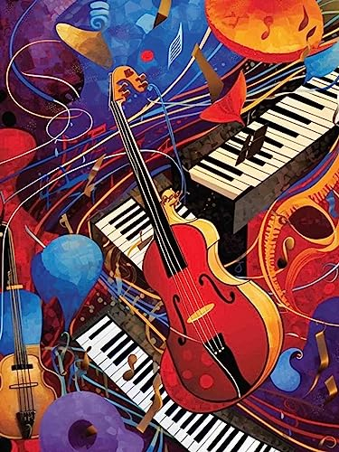 Bimkole DIY 5D Diamond Painting Zubehör Gitarre, Klavier, Notiz Diamant Malerei Kit Voll Runde Bohrer Malen nach Zahlen Malerei Stickerei Kreuzstich Diamond Dekoration 30X40 cm