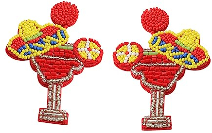 SOESFOUFU Colorful Earrings 1 Pair Colorful Bead Earrings Wine Tumblers for Women Crystal Dangle Earrings Glass Earrings Martini Glass Wine Glasses Earrings for Women Personality Miss Beads