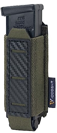 IDOGEAR Mag Pochette Pistolet Pochettes de Chargeur 9mm Porte-Molle avec Construction en Plaque PP à Motifs en Fibre de Carbone Chargeurs (Ranger Green)