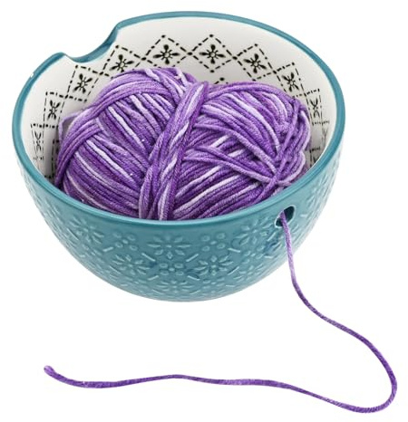 Bol de rangement en céramique pour fil à tricoter, crochet et accessoires (vert)
