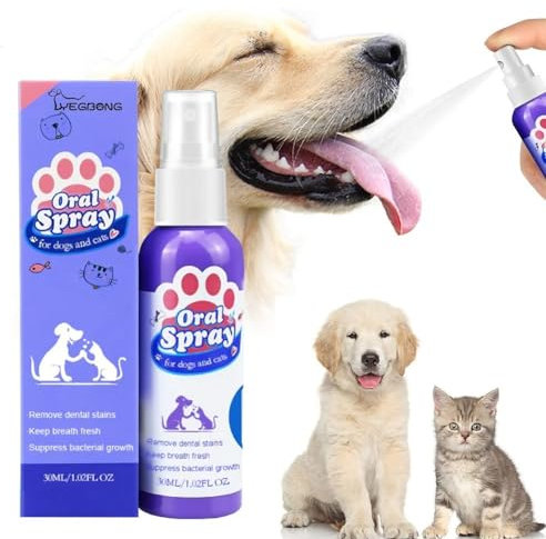 Dog Oral Care Spray Pet Teeth Cleaning Spray for Dogs & Cats, Pet Teeth Cleaner, Pet Dental Care, Pet Bad Breath Removal, Pet Breath Freshener Spray Care Cleaner, Pet Natural Breath Freshener (1)
