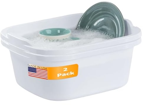 Tribello 2er-Pack Geschirrpfannen für Küchenspüle, Kunststoffwanne, Geschirrspülpfanne, Waschbecken und Fußbad zum Einweichen von Füßen, Wascheimer zum Waschen und Aufbewahren von Reinigungsmitteln –