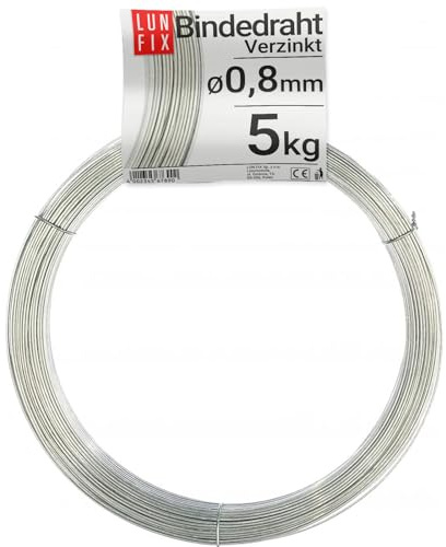 LUN FIX Spanndraht 0,8mm 1200m Verzinkt Gartendraht Weidedraht Bindedraht | Zaun Draht für Maschendrahtzaun Montagedraht Rolle Wildzaun Gartenzaun
