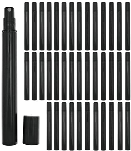 ZHIYE 40pcs Mini Spray Atomizer Bottles, 5ml Plastic Empty Spray Bottle, Refillable, Black Fine Mist, Travel Cosmetic Sample Bottle, Portable Perfume Container for Cosmetic Makeup Tools