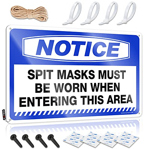 Vintage Funny Tin Sign Notice Spit Masks Must Be Worn When Entering This Area Tin Sign Metal Decor For Home Bar Metal Signs Funny (Size : 20X30CM)