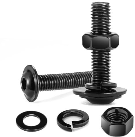 10 viti M8 x 25, viti a testa bombata Dadi e rondelle, in acciaio inox A2 V2A, esagono incassato, filettatura completa, ossido nero