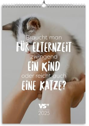 Visual Statements - Katzenkalender 2025 - Monatskalender in A4 - Wandkalender mit Sprüche - Kalender für Katzenliebhaber