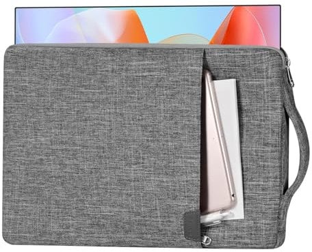15.6/16.1-inch Portable Monitor Case with Acessories Storage, Sleeve for Most 15.6/16.1 Portable Monitors, Water-resistant Monitor Cover with Pocket, (Gray)