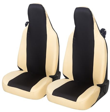 Auto Accessori Lupex Coprisedili auto compatibili con Smart fortwo, 450 451 e 453, 1 2 3 Serie, Tessuto Policotone (Nero - Beige)