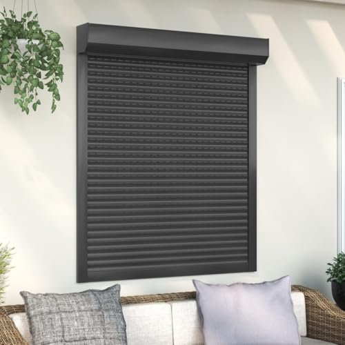 NQJIBUE Tapparella avvolgibile in alluminio 110 x 130 cm con materiali da costruzione, colore antracite