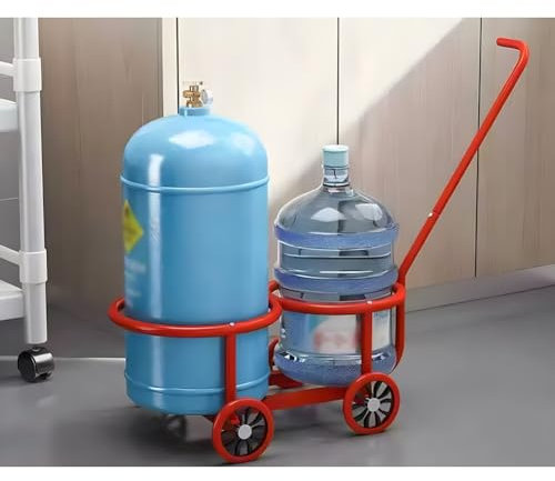Zfmnoyev Tragbare, Leichte Sackkarre, Gasflasche Mobile Big Trolley, Pflanzenwagen Mit Rädern, Mülleimer Mit Handgriff(Red-A)