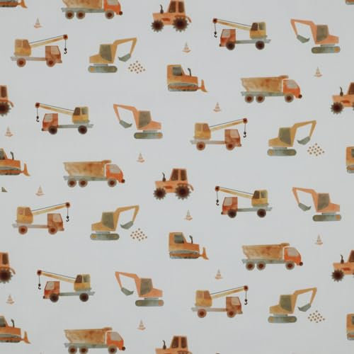 VmG-Store 1m Baumwollstoff zum Nähen 100% Baumwolle Nähstoff KEINE Meterware Kinderstoff Patchwork DIY Basteln Quilten Handwerken (Baufahrzeuge BC015)