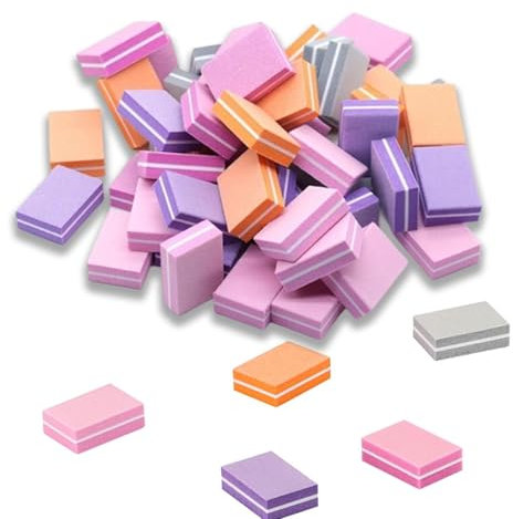 50 Pcs Mini Nail Buffer Blocks,Grit Nail Buffer for Acrylic & Natural Nails,Grit Sandwich Nail Buffer Washable for Nail Care,Tools for Salon Use