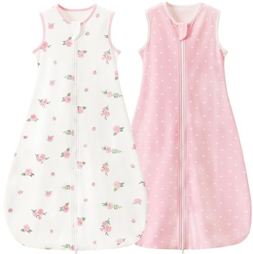 Nivolltha Lot de 2 Gigoteuses Bébé 0.5 TOG, 100% Coton, Gigoteuses Douces et Respirantes pour Bébé d'Été, Sac de Couchage 0.5 TOG 18-36 Mois pour Nourrisson