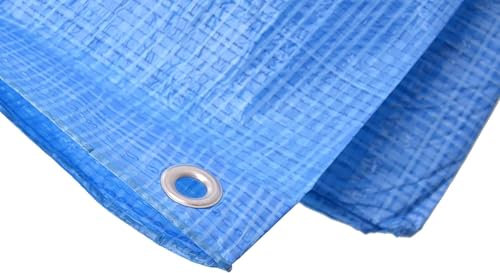 Aqbau® Gewebeplane 4x5 m, gewebe abdeckplane wasserdicht, Plane mit ösen, Bauplane, Schutzplane, Abdeckung kaminholz, gartenmöbel Abdeckung Blau 75g/m2