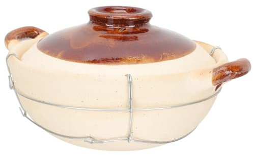 PartyKindom Cacerola De Barro Con Una Sola Manija Para Cocinar Cacerola De Inducción Olla Pequeña Para Sopa Cacerola Individual De Barro Para Horno Utensilios De Cocina De Terracota Para