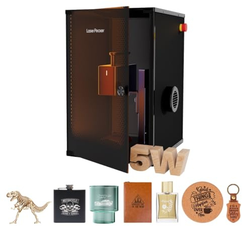 LaserPecker LP2 Lasergraviermaschine mit Schutzgehäuse der Klasse 1 | 450nm Diodenlaser, 600mm/s, Holz, Leder, Papier, Stein, Metall, dunkles Glas, Gravuren, Geschenke, Dekor, DIY