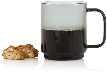 AdHoc Impact Coffee Cup, 500ml, Mug for Tea, Latte, Cappuccino with Handle, Heat Resistant Borosilicate Glass