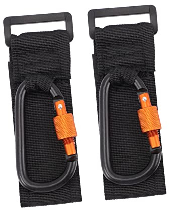 DECORNIJIA 2 Stück Robuste Kinderwagenhaken mit D-form und Sicherheitsverschluss Schwarzorange Vielseitiger Taschenclip aus Langlebigem Material für Babyartikel und Einkäufe Beim Kinderwagen