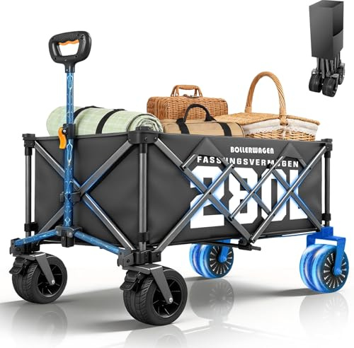 Chariot électrique pliable avec moteur sans balais - Design entièrement pliable - 280 l à 80 kg - 3 vitesses réglables - Chariot à main pliable pour jardin, camping, courses (gris)