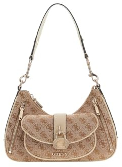 GUESS Schultertasche Jessa Shoulder Bag Latte Logo hellbraun