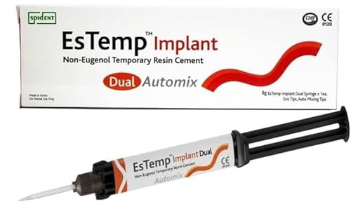 ESTEMP Automix Extra Strong Repair Paste for Crowns, Bridges, Inlay, Onlays, Posts, Pins, Implants Self Curing Emergency Dental Repair Kit - 8 Mixers 1 x 8gr Cartridge