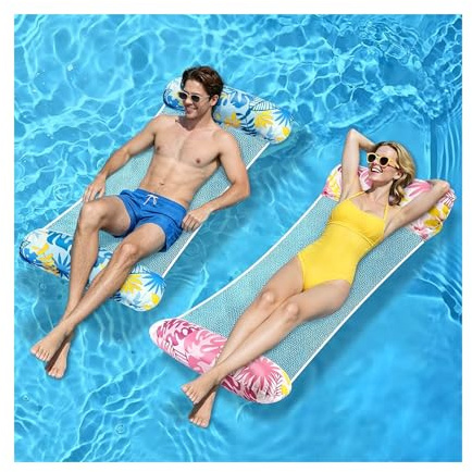 Materassino Mare,2pcsAmaca Multifunzionale con Sedie Galleggianti,4 in 1 PiscinaGonfiabile Adulti Gonfiabile Letto Galleggiante con Rete e Pompa D'aria per Adulti e Bambini, Piscina e Spiaggia