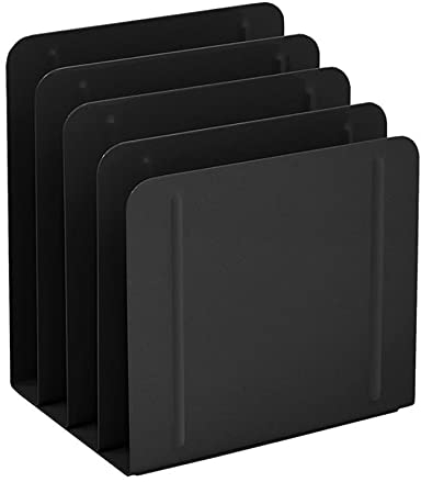 Acrimet 4 Section Vertical Metal File Sorter, Desktop File Organizer, Compact and Efficient Solution for Papers & Folders - Black Color