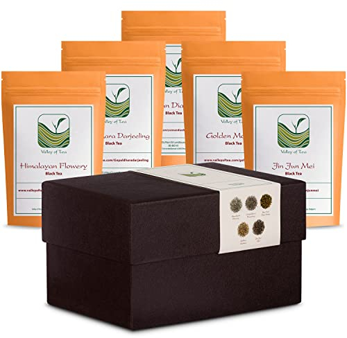Valley of Tea Schwarztee Geschenkbox - Lose Blätter, Gourmet Sortiment, Tee Geschenkidee, 1g, 250ml